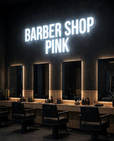 Barber Shop Pink · LED Neon — Weiß