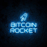 Bitcoin Rocket · LED Neon — Blau