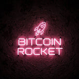 Bitcoin Rocket · LED Neon — Pink