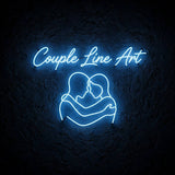 Couple Line Art · LED Neon — Blau