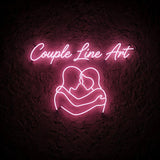 Couple Line Art · LED Neon — Pink