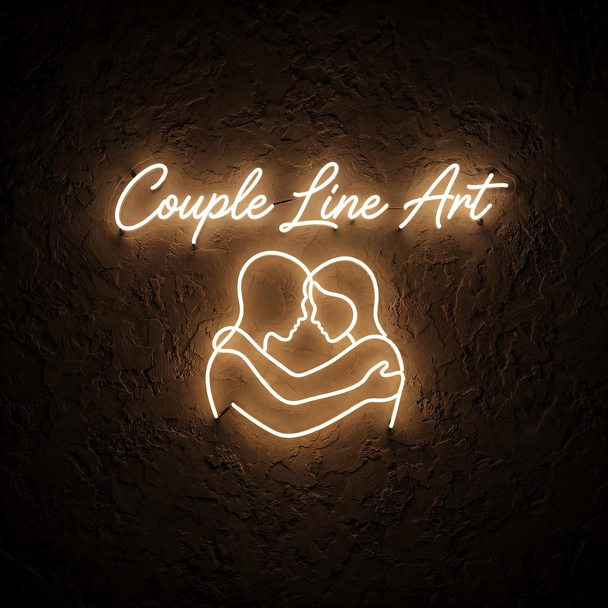 Couple Line Art · LED Neon — Warmweiß