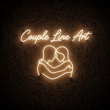 Couple Line Art · LED Neon — Warmweiß