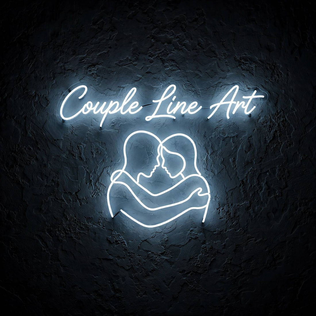 Couple Line Art · LED Neon — Weiß