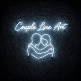 Couple Line Art · LED Neon — Weiß