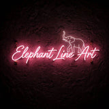 Elephant Line Art · LED Neon — Pink
