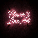 Flower Line Art · LED Neon — Pink