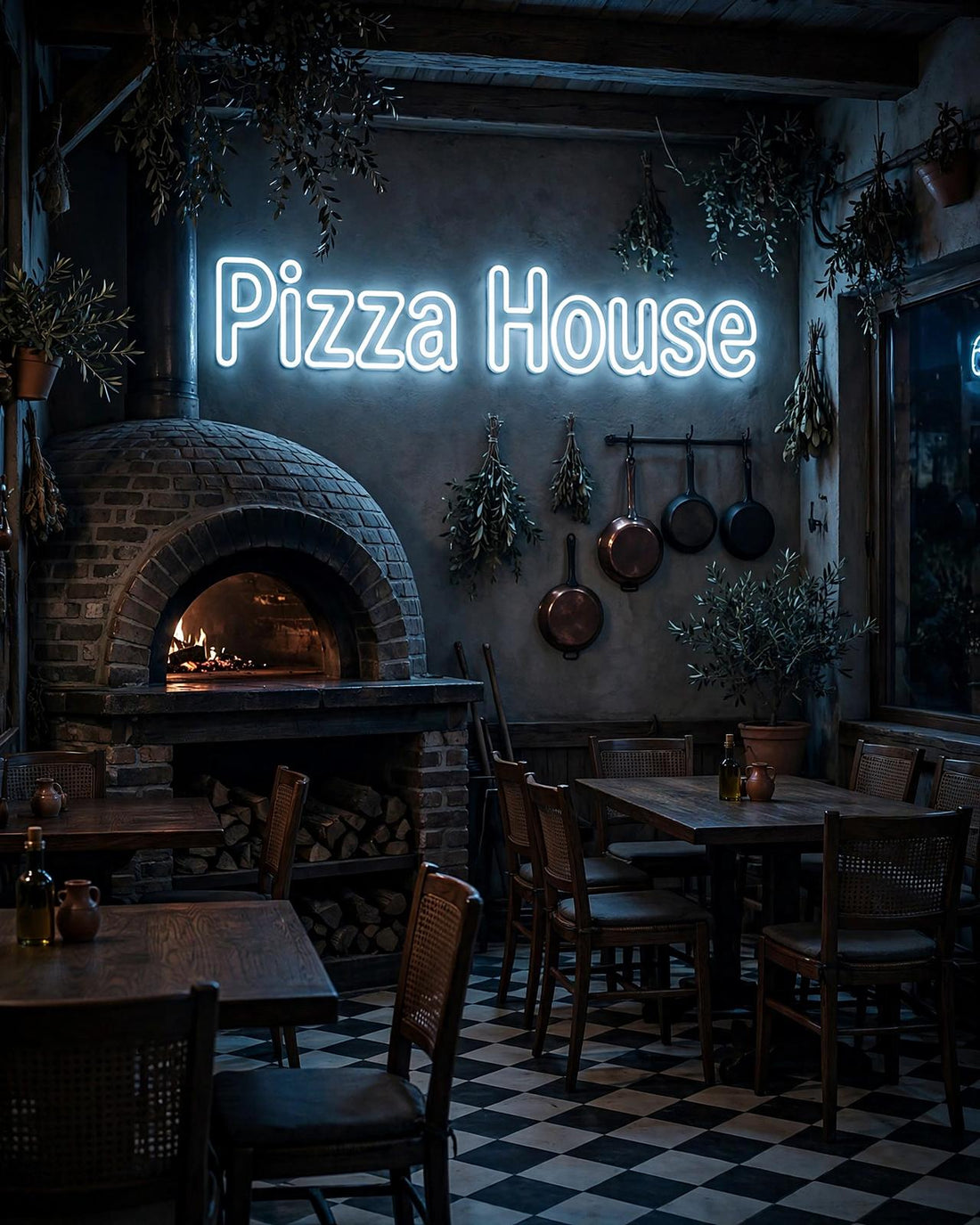 Pizza House · LED Neon — Weiß