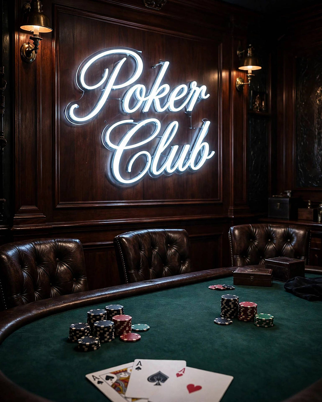 Poker Club · LED Neon — Weiß