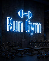 Run Gym · LED Neon — Blau