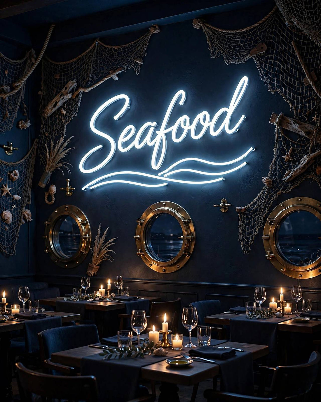 Seafood · LED Neon — Weiß