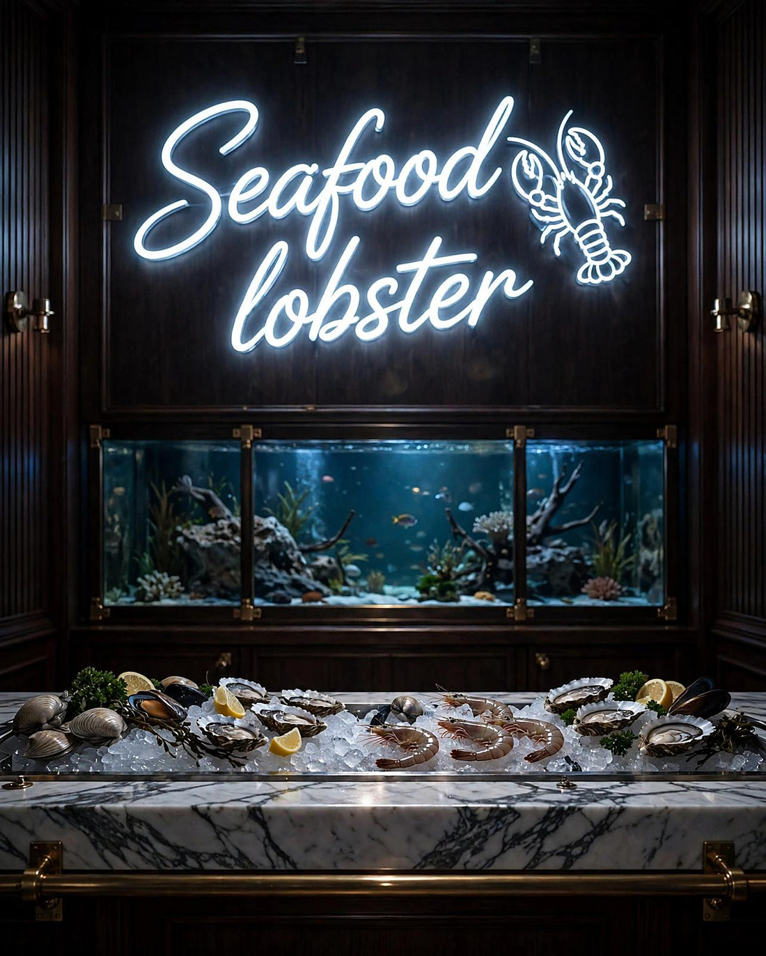 Seafood lobster · LED Neon — Weiß