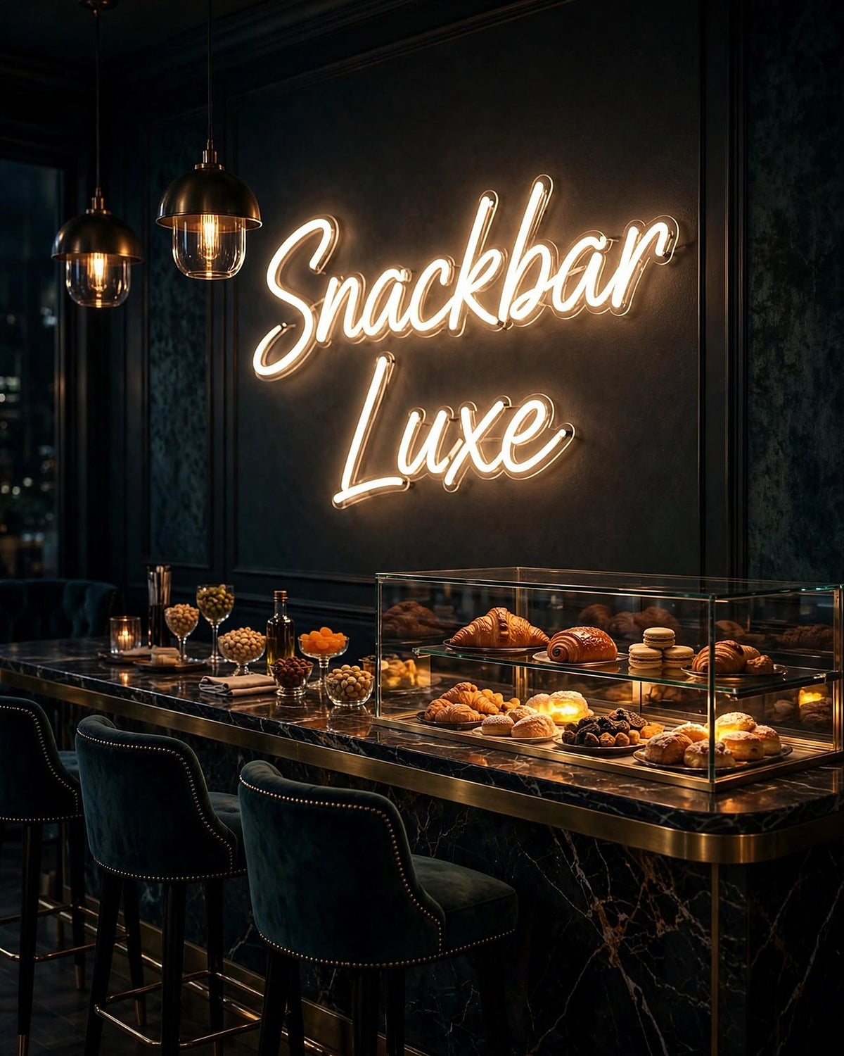 Snackbar Luxe · LED Neon — Warmweiß