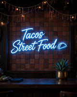 Tacos Street Food · LED Neon — Blau