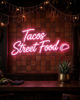 Tacos Street Food · LED Neon — Pink
