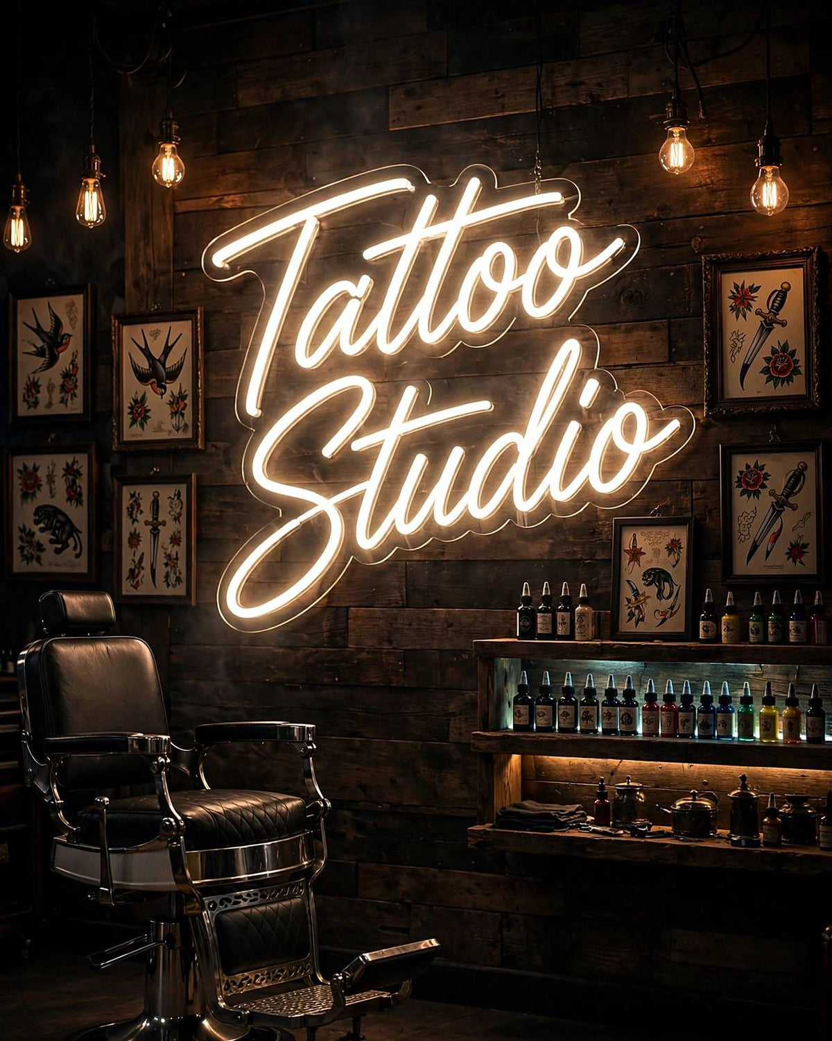 Tattoo Studio · LED Neon — Warmweiß