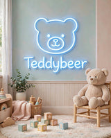 Teddybeer · LED Neon — Blau