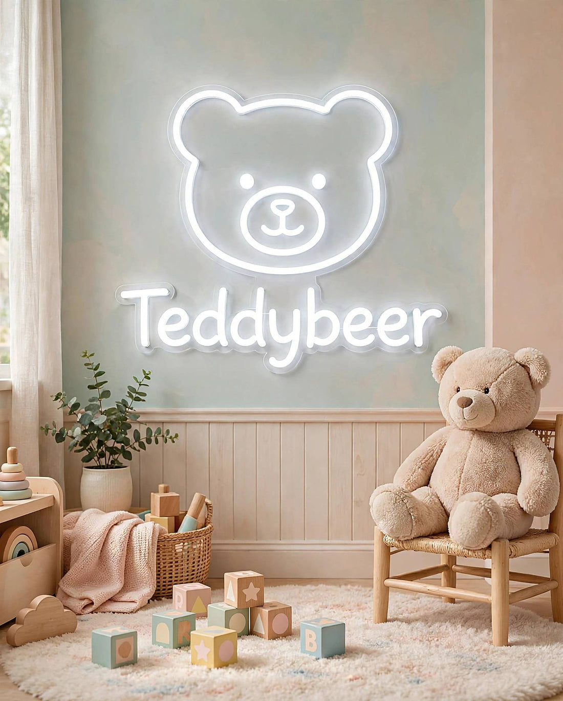 Teddybeer · LED Neon — Weiß
