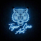Tiger Line Art · LED Neon — Blau