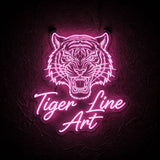 Tiger Line Art · LED Neon — Pink