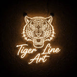Tiger Line Art · LED Neon — Warmweiß
