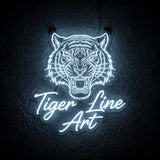 Tiger Line Art · LED Neon — Weiß
