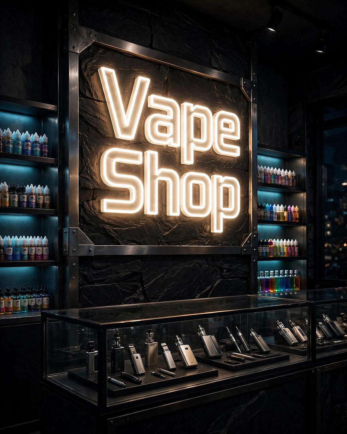 Vape Shop · LED Neon — Warmweiß