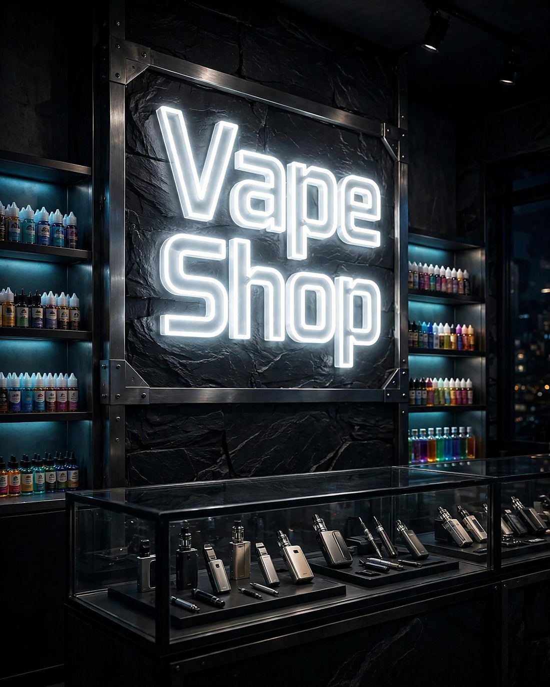 Vape Shop · LED Neon — Weiß