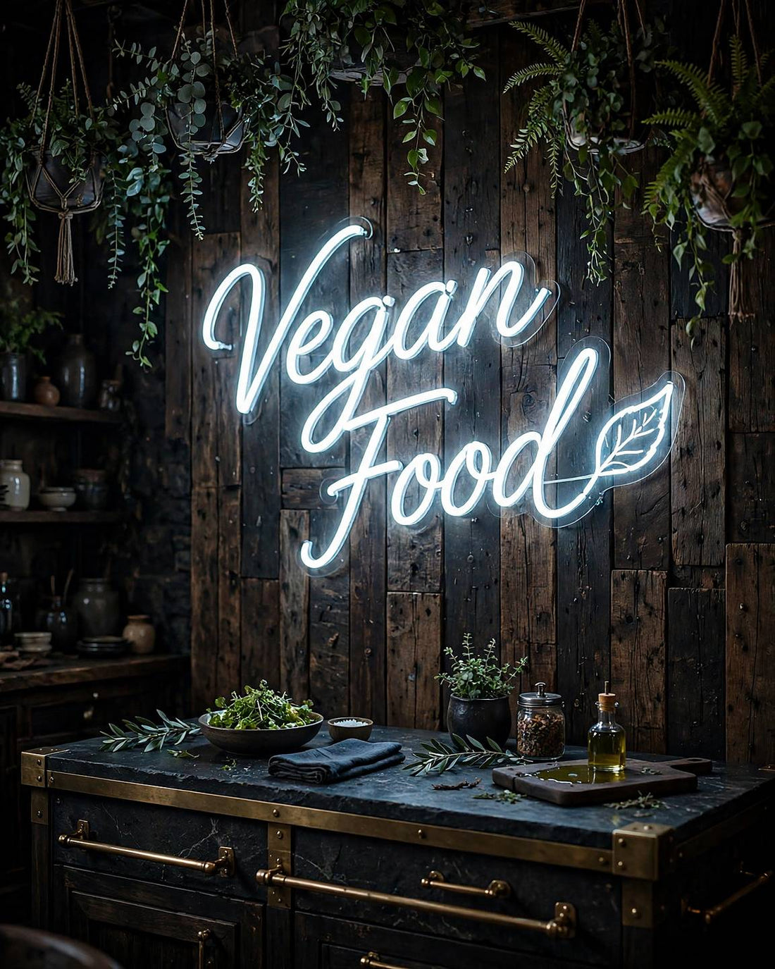 Vegan Food · LED Neon — Weiß