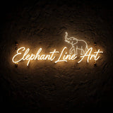 Elephant Line Art · LED Neon — Warmweiß