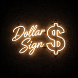 Dollar Sign · LED Neon — Warmweiß