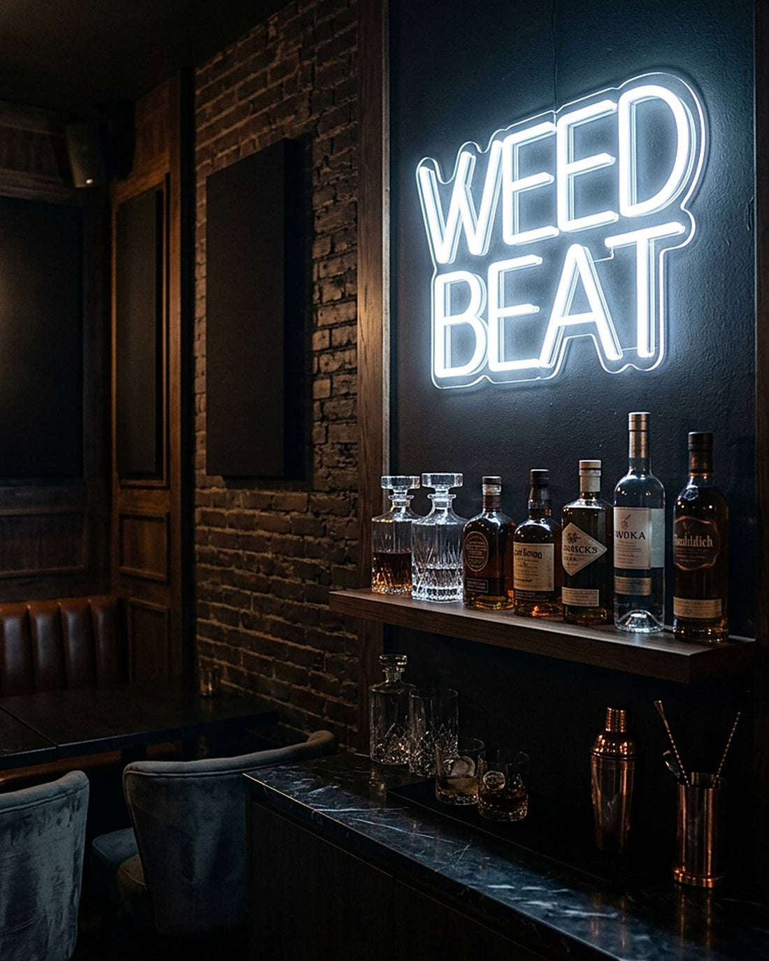 Weed Beat · LED Neon — Weiß