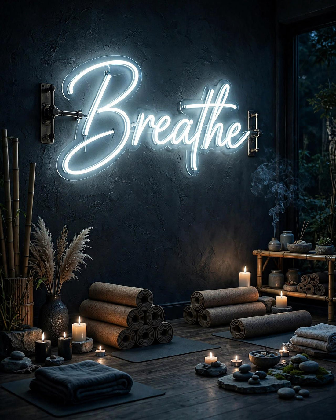 Breathe · LED Neon — Weiß