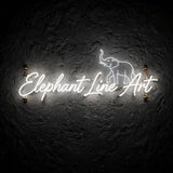 Elephant Line Art · LED Neon — Weiß