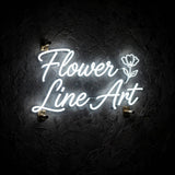 Flower Line Art · LED Neon — Weiß