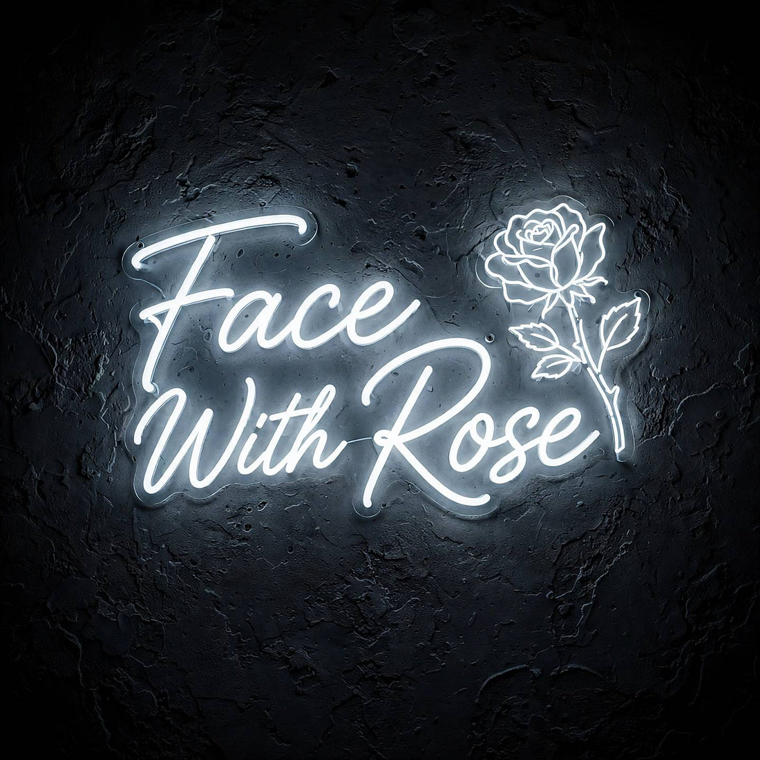 Face With Rose · LED Neon — Weiß