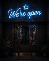 We’re open star · LED Neon — Blau