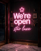 We’re open star luxe · LED Neon — Pink