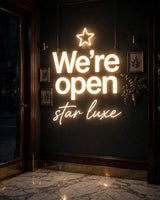 We’re open star luxe · LED Neon — Warmweiß
