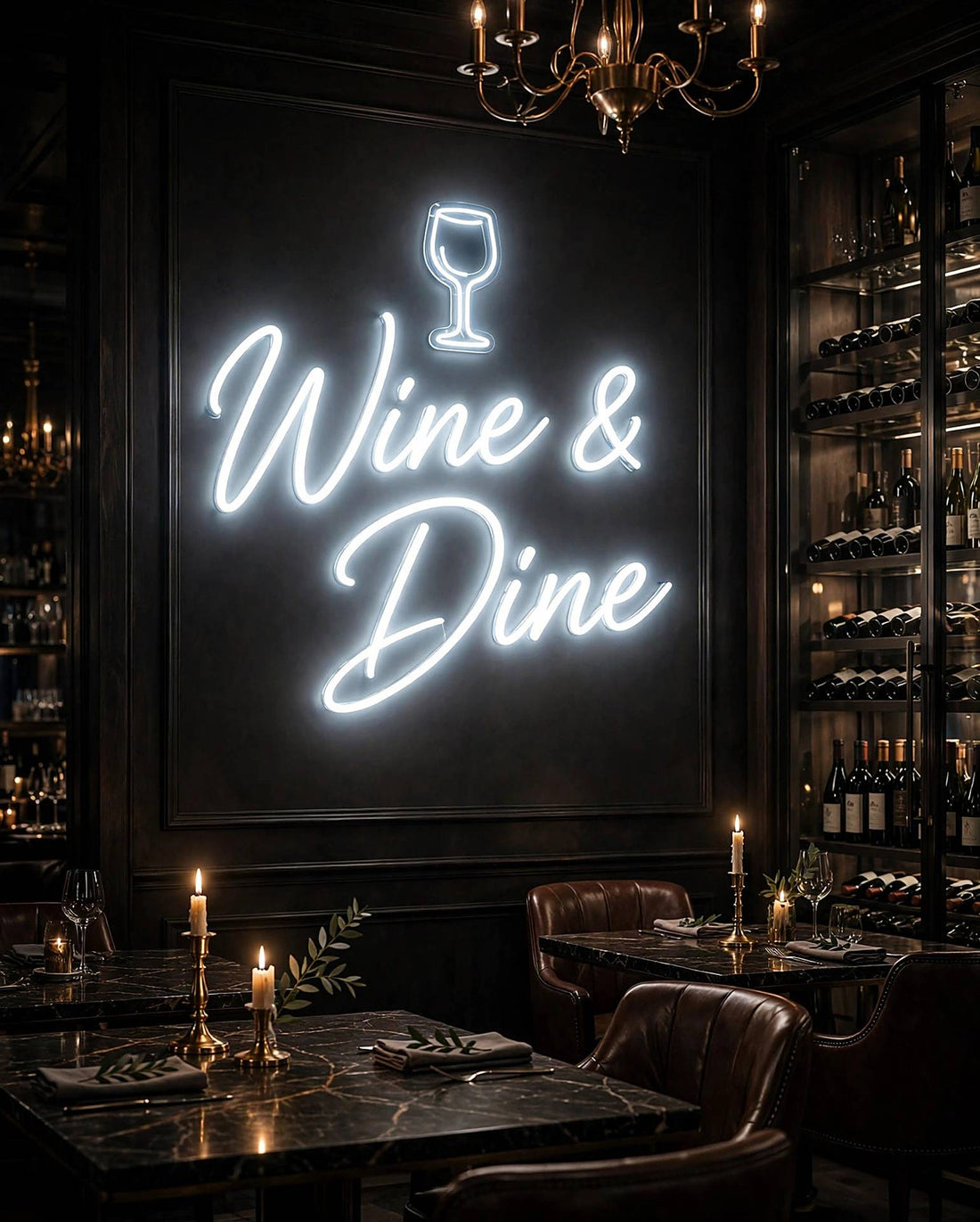 Wine & Dine · LED Neon — Weiß